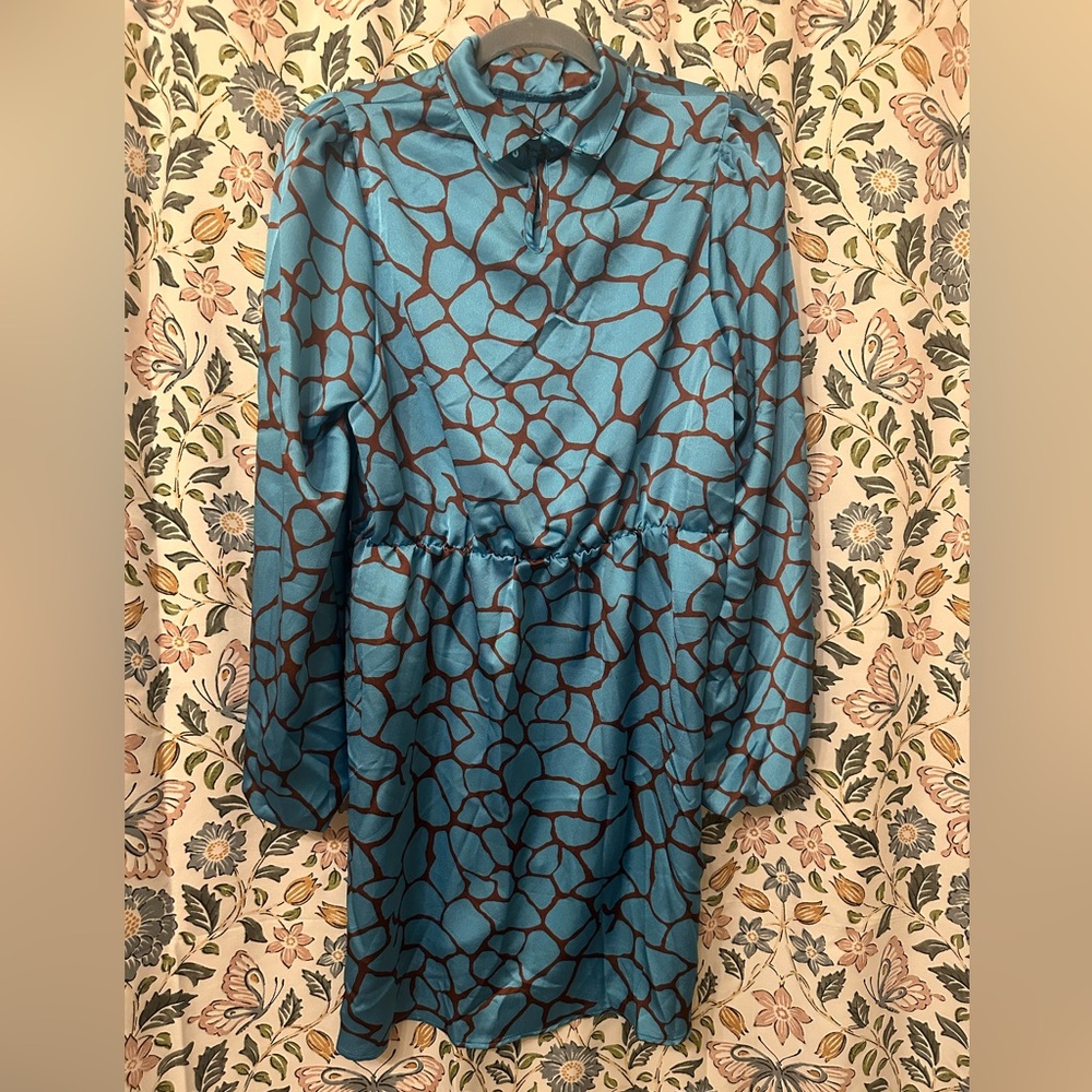 SHEIN Blue and Black Midi Dress